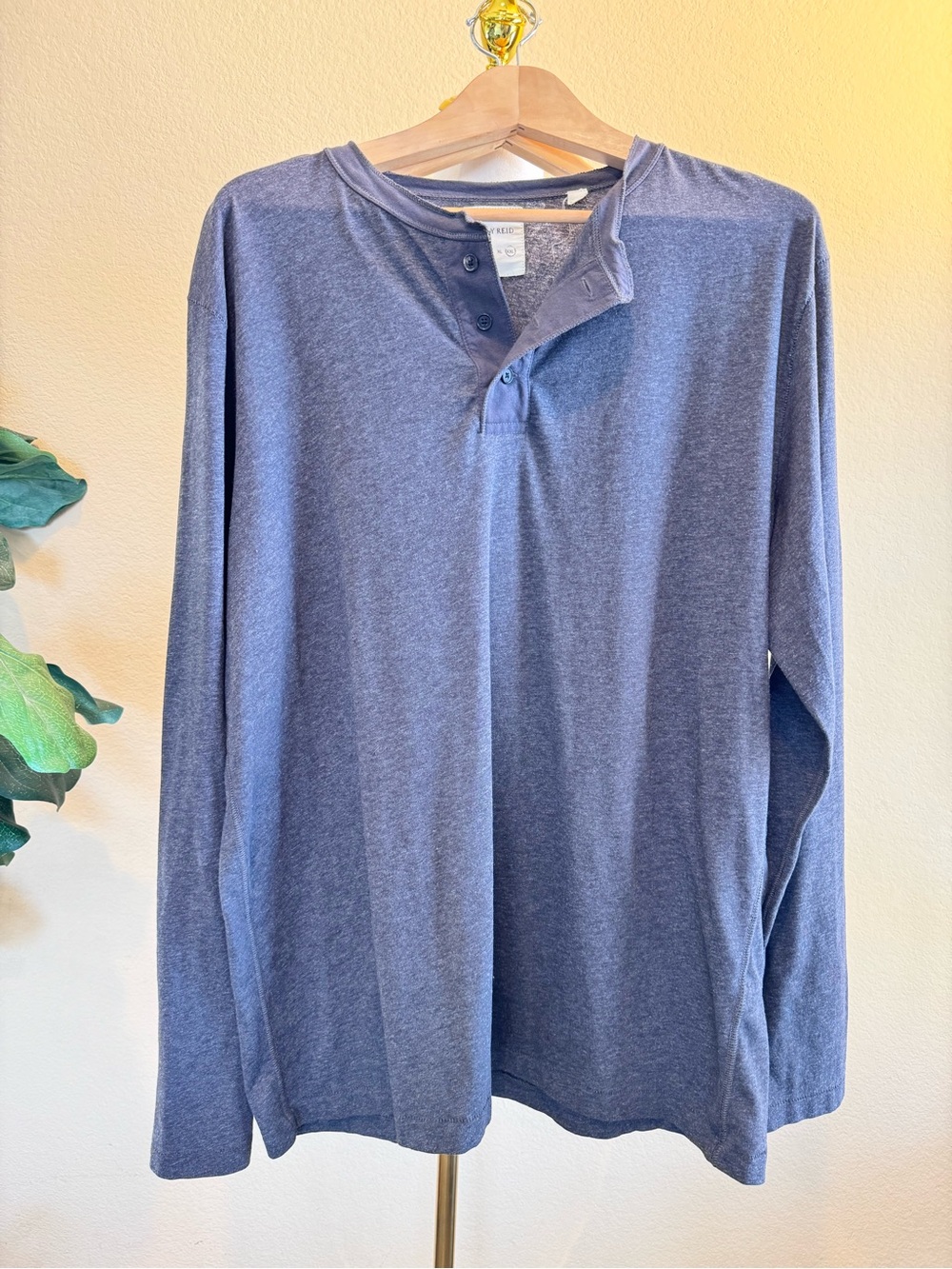 Billy Reid Mens Long Sleeve Henley Shirt Size 2XL Heathered Gray